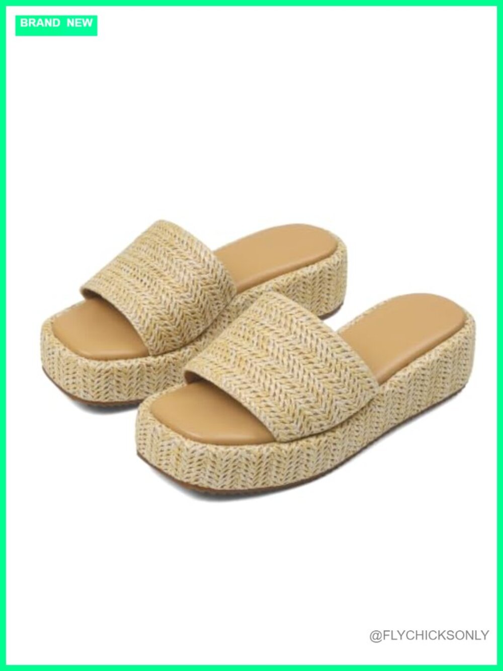 Platform Wedge Sandals Raffia Woven Open Toe Ankle Strap Slip On Women